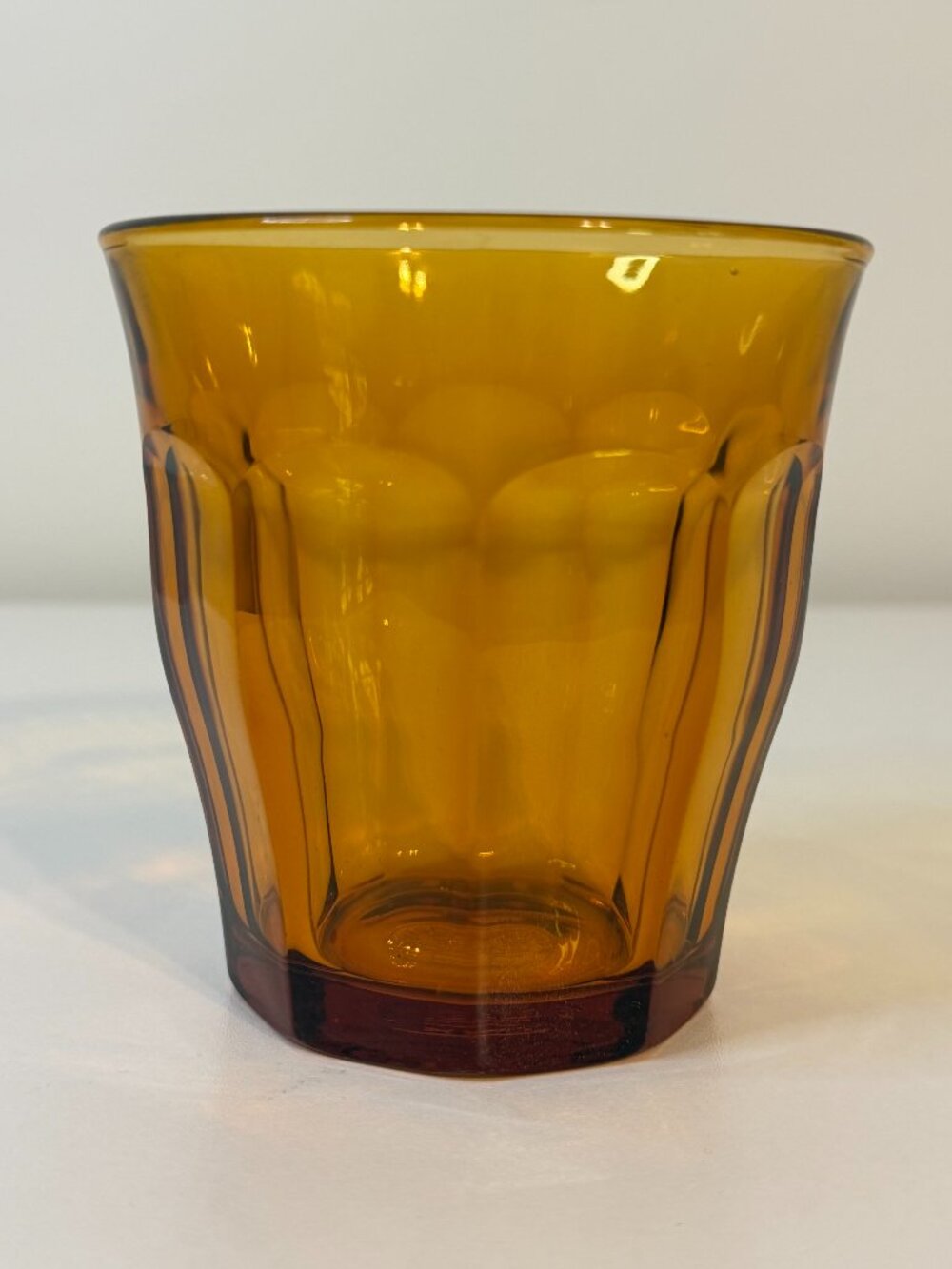 Duralex 8oz Amber Picardie Glass Tumbler Cup Made in France Heavy Bottom Vintage